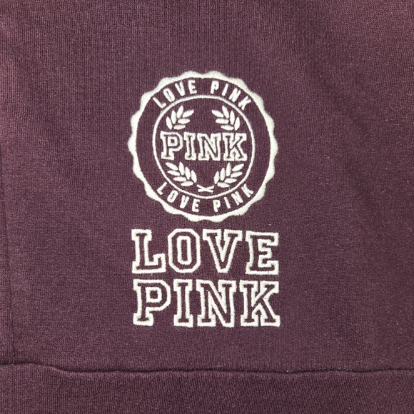 PINK VS Graphic Sweatshirt Quarter Half-Zip Pullover Black Orchid Medium - Picture 5 of 7